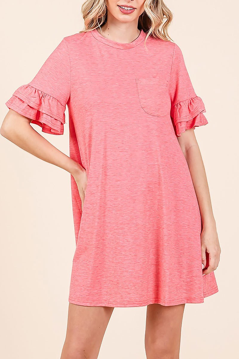 French terry pocket t-shirt dress (EDH2164)