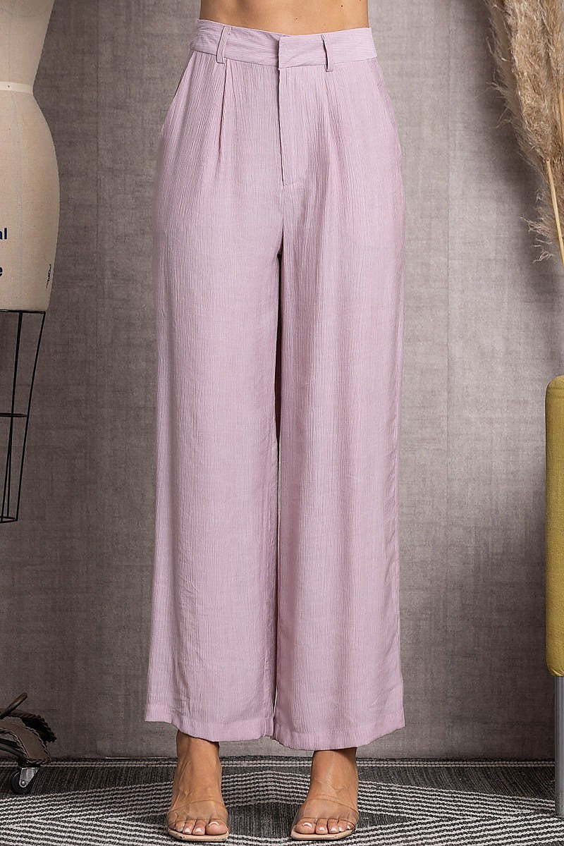 Pleated linen wide leg pants (EDSW3417)