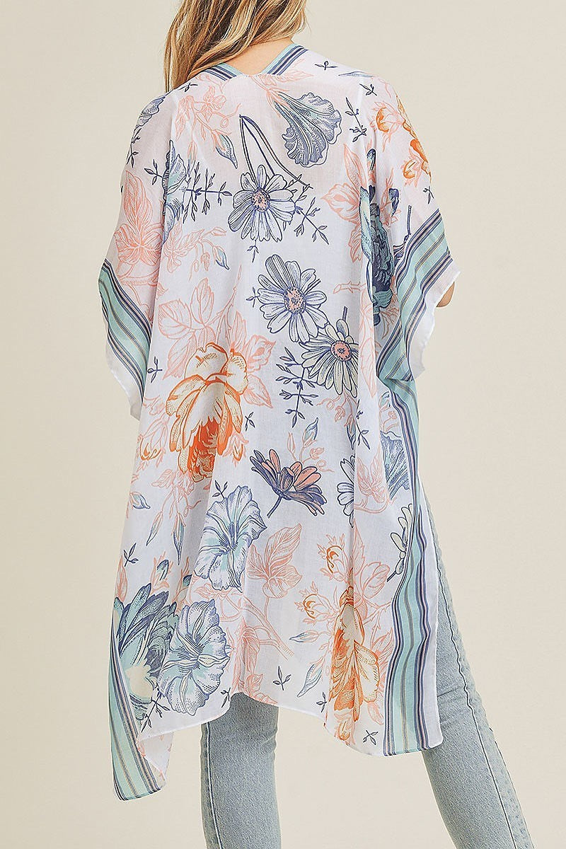 Boho multi flower pattern kimono (EF3404)