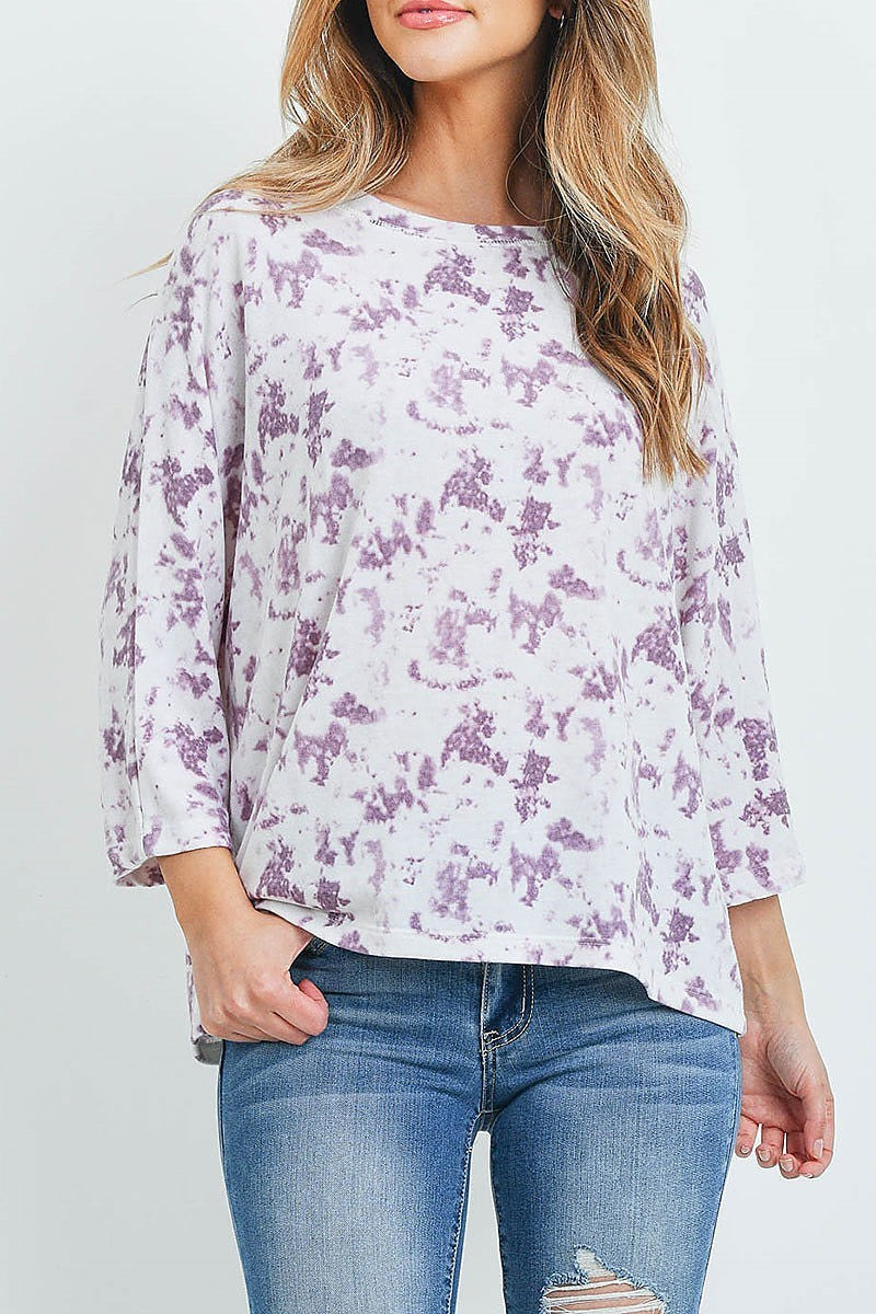 Crew neck tie dye loose fit top (ED8761-1)