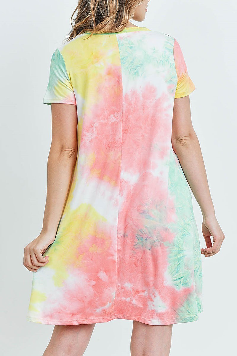 Tie dye pocket swing dress (DED6415)