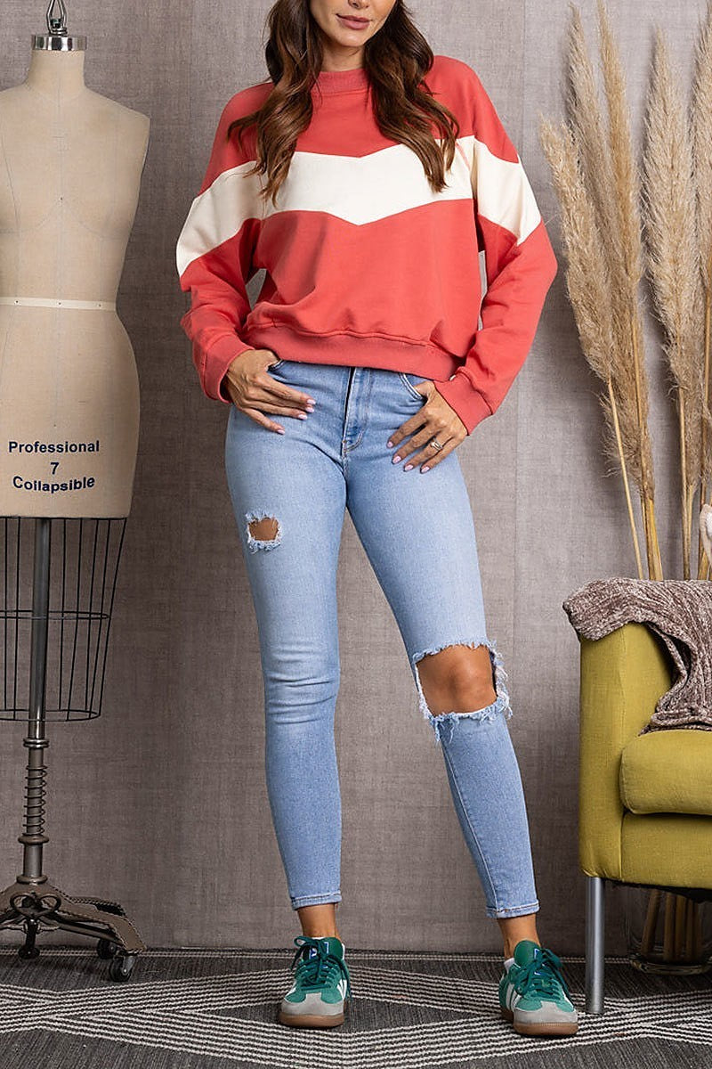 Contrast long sleeve sweater (EDSW3598)