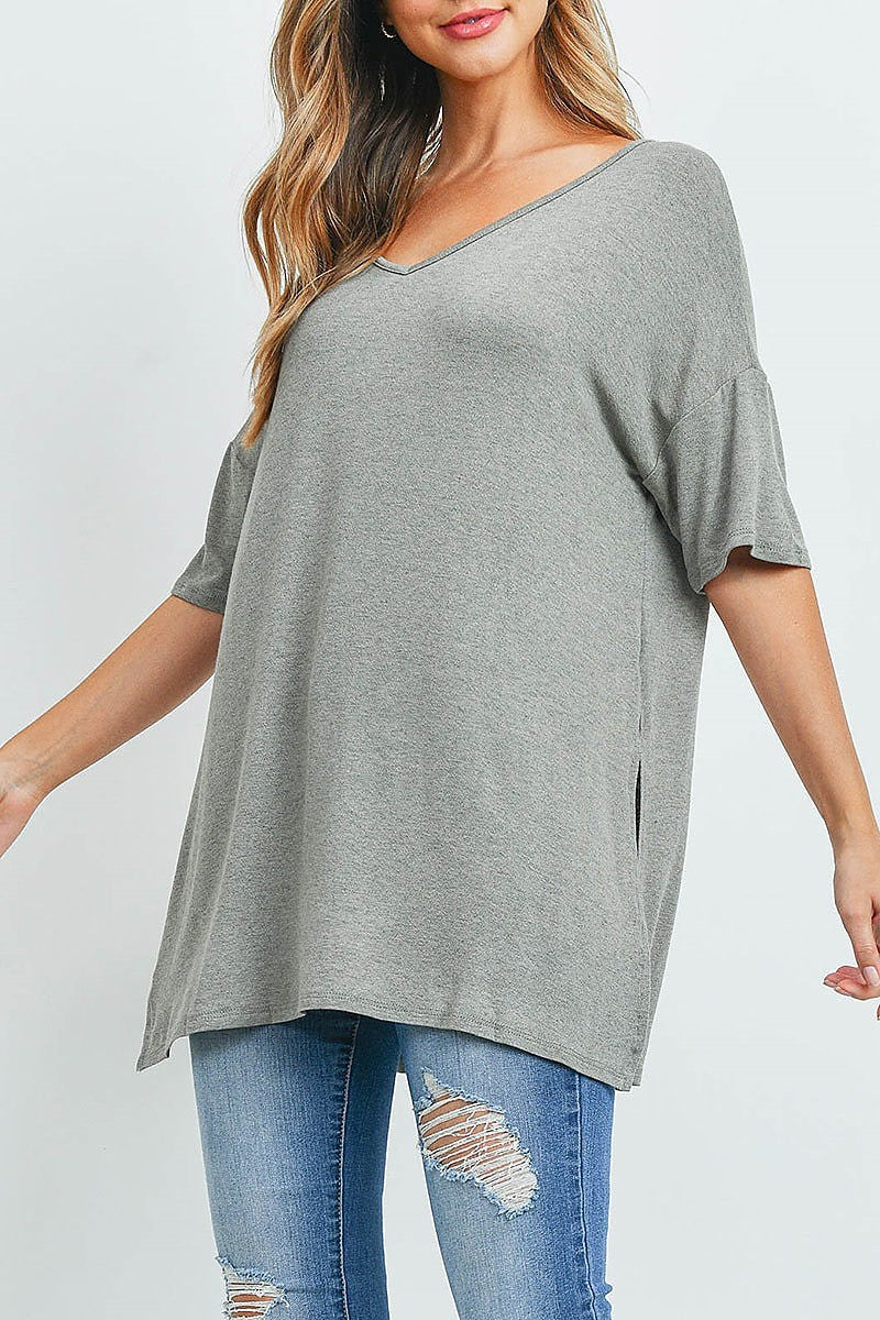 Low back v neck loose fit top (ED9929)