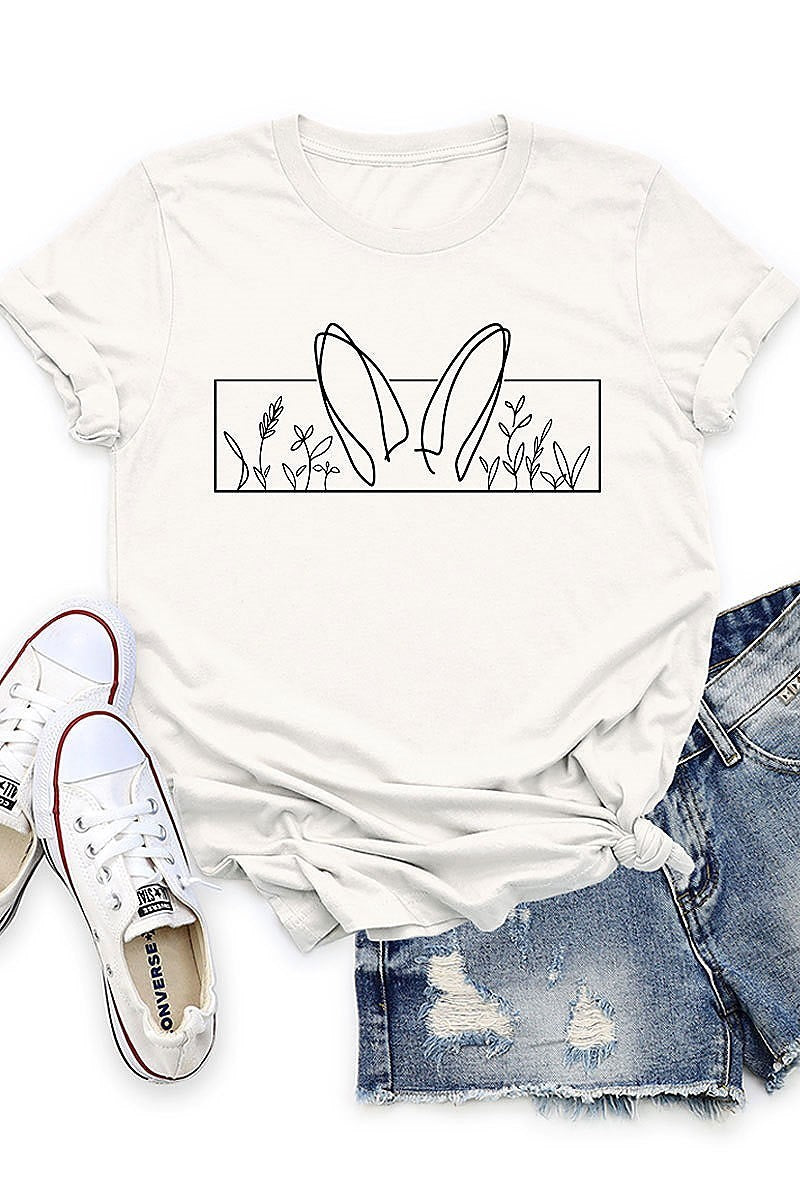 Bunny ears flowers graphic top (EF3736)