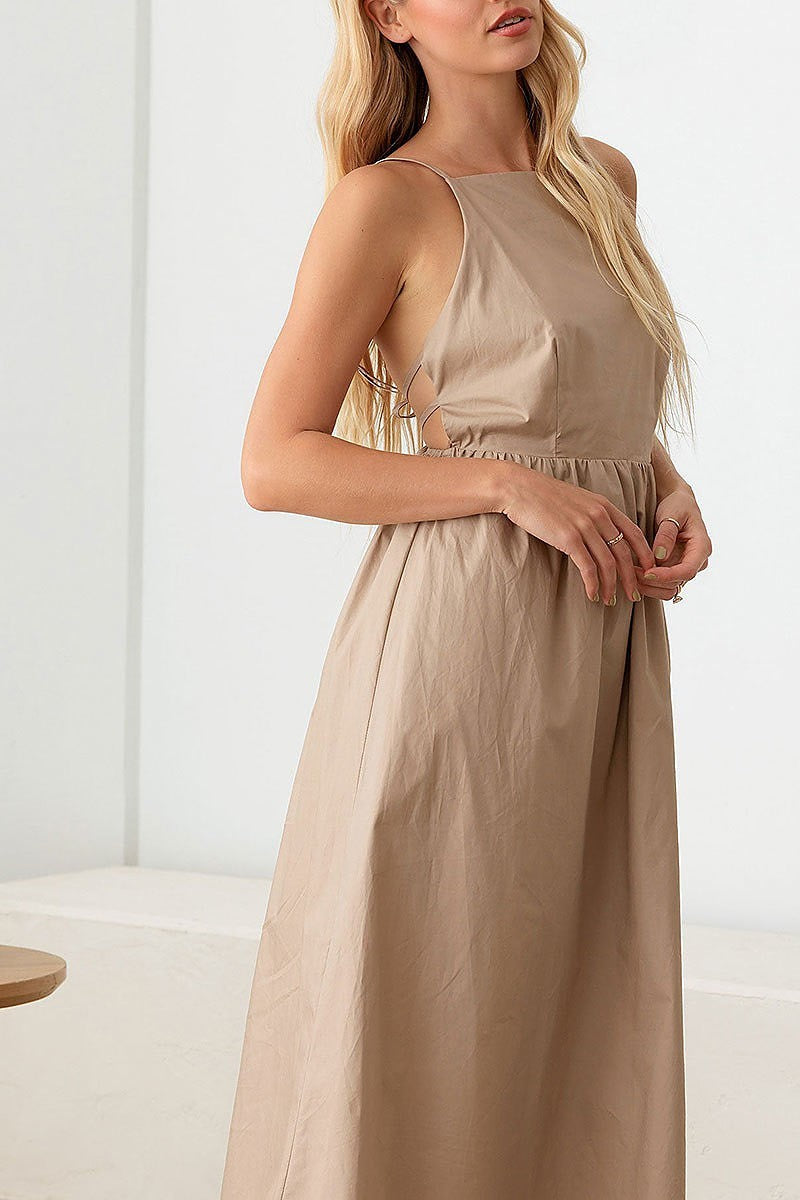 Open tie back a line midi dress (TED2740)