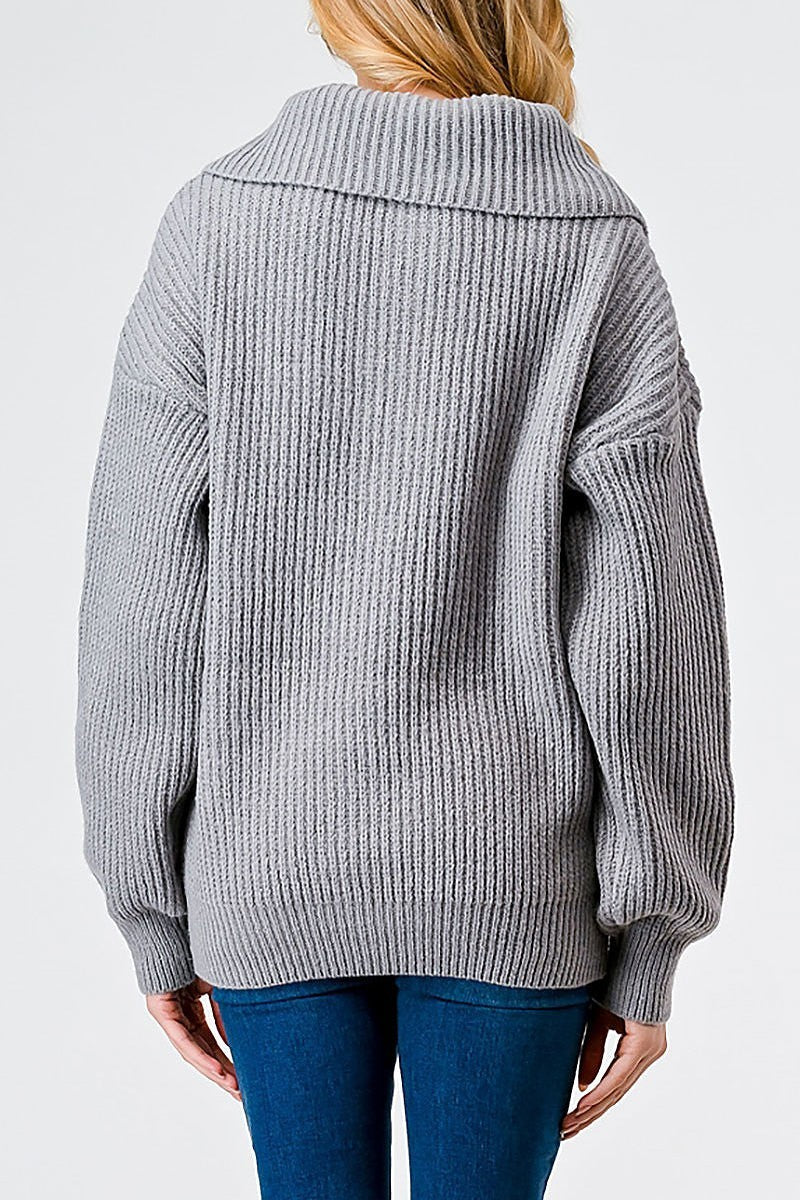 Zip up turtle neck long sleeve sweater (TED2039)