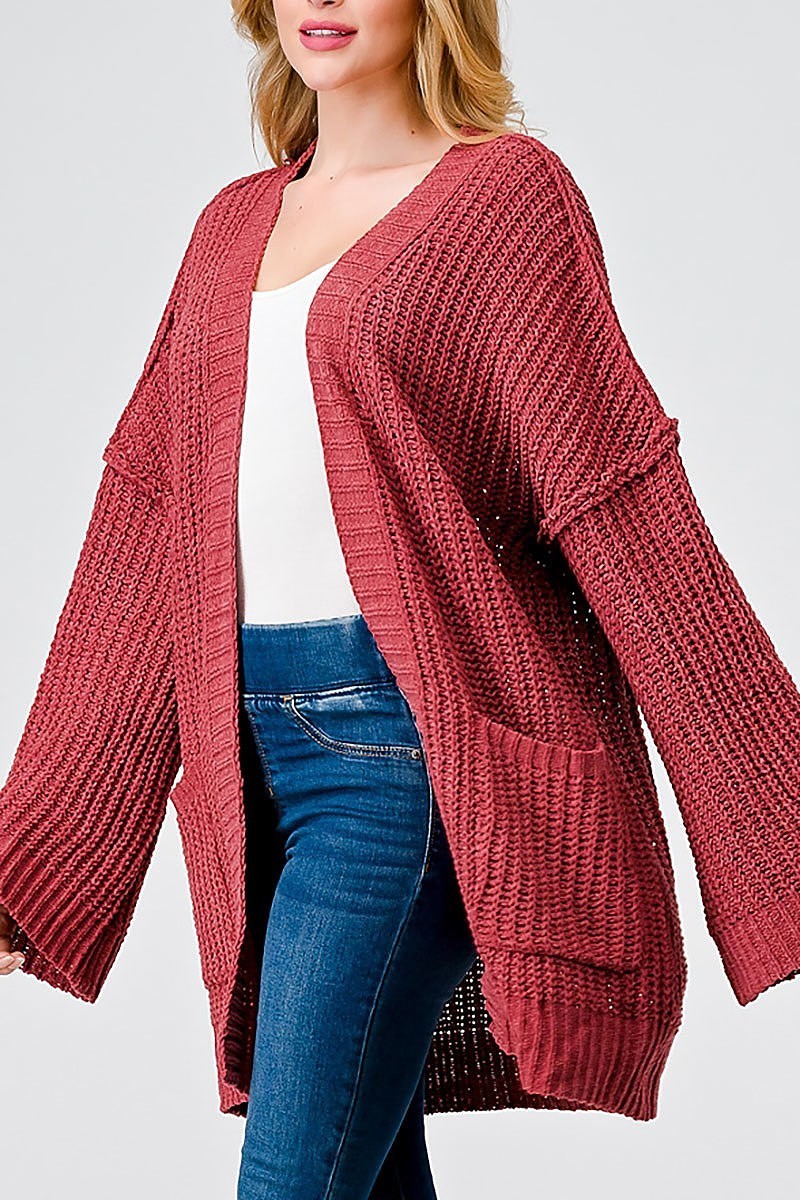 Long sleeve pocket detail open front cardigan (TED2019)