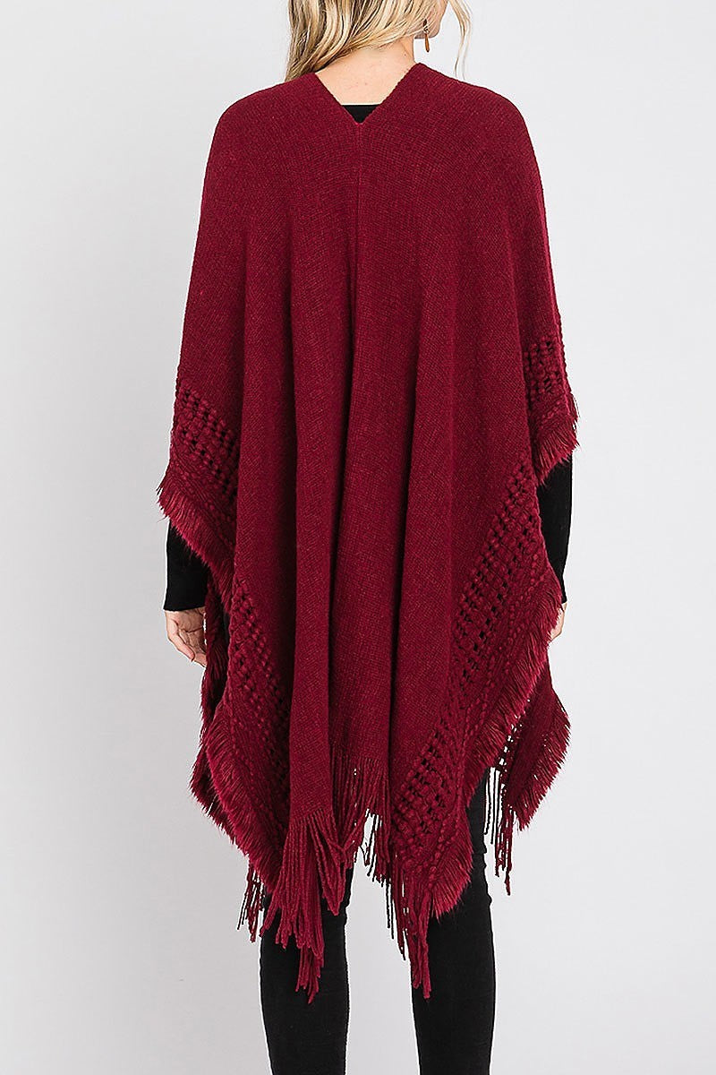 Knit ruana with fringe (DGS6114)