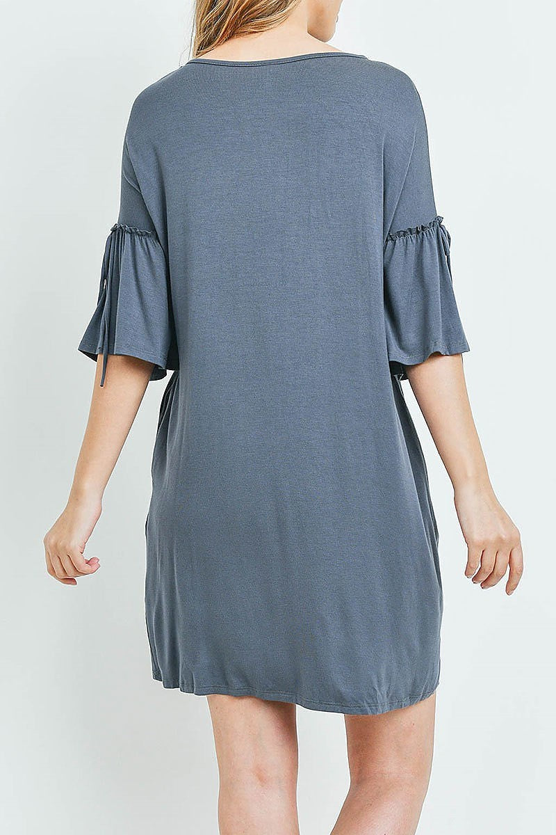 Ruffle sleeve pocket detail tunic dress (DED6161)