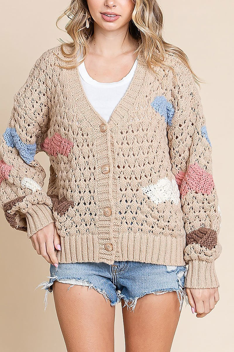 Multi colors cozy cute knit sweater cardigan (EDH1942-2)