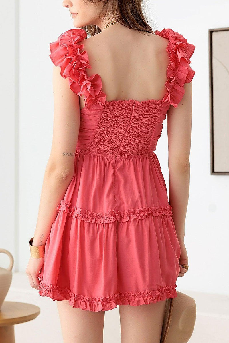 Ruffle detail tiered mini dress (TED2986)