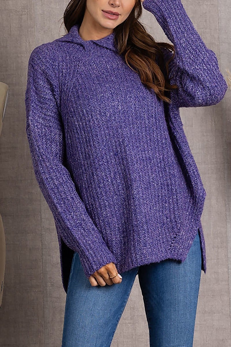 Broken rib stitch pullover sweater (EDSW3765)