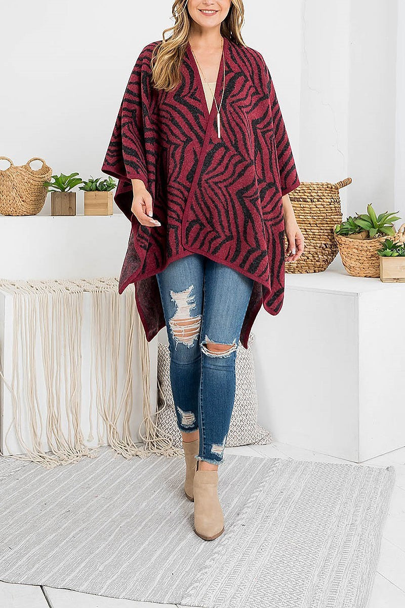 Zebra print fuzzy knee length kimono (DGS5758)