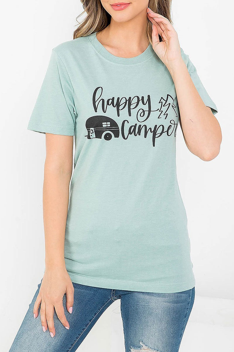 Happy camper graphic tee top (EF3536)