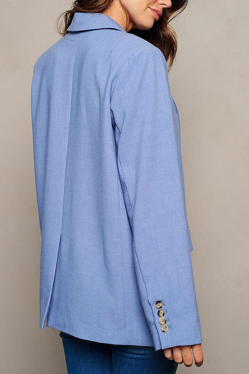 Long sleeve button closure pockets blazer (EGWT1810)