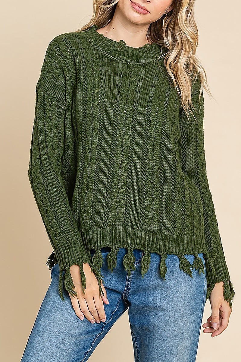 Fringe hem vintage sweater (EDH1621-2)