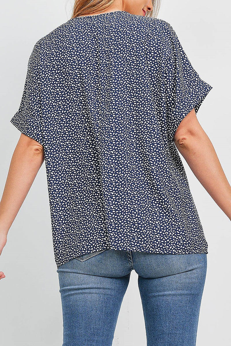 Oversize v neck pebble print top (EF1620)