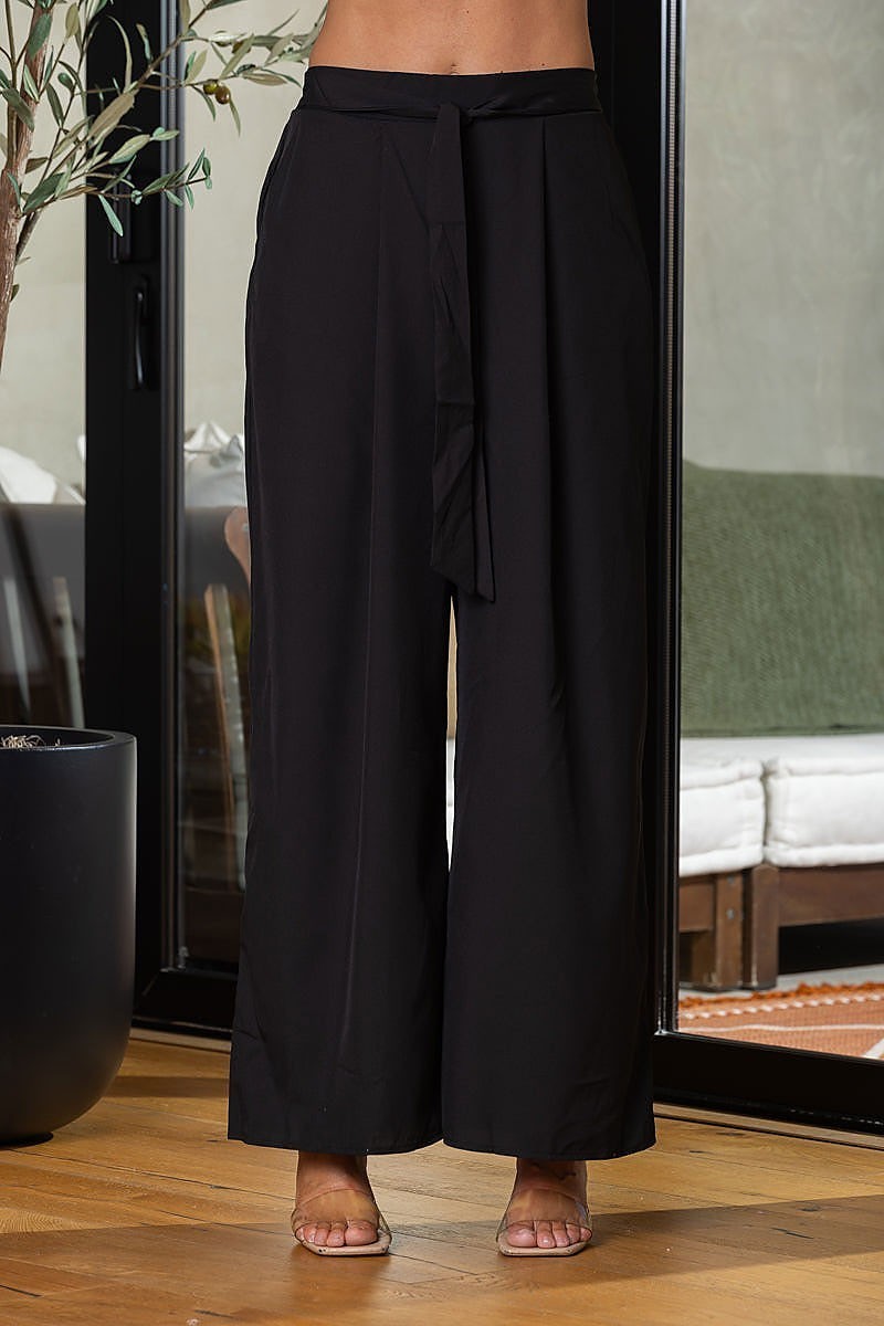 High waisted tie knot wide leg pants (EDSW4310)