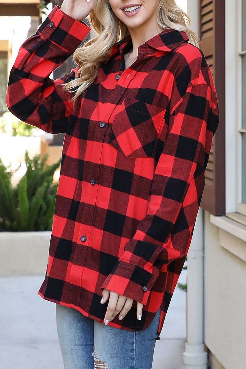 Plaid button detail shacket (DGS6335)