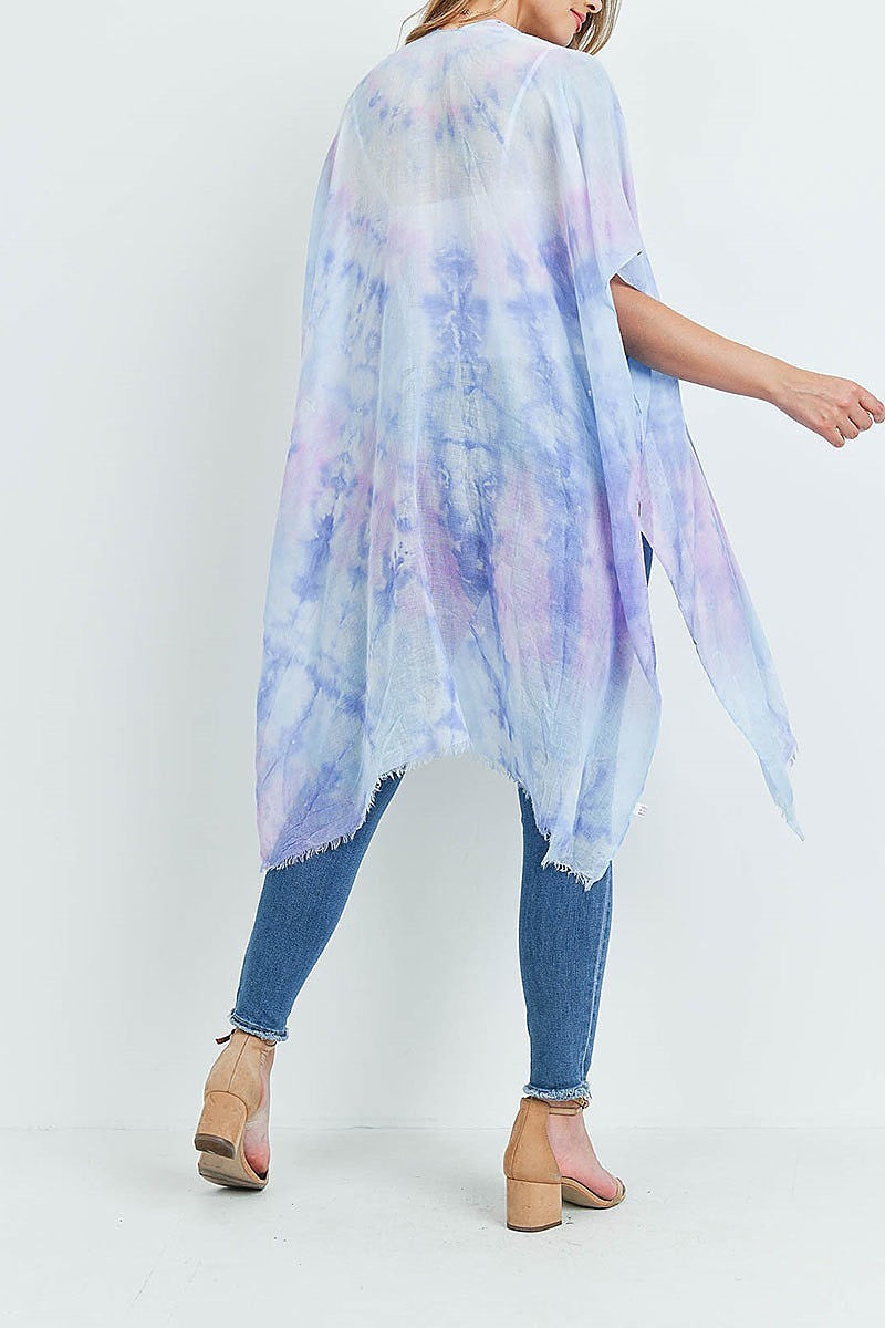 Tie dye open front knee length kimono (ED9899)