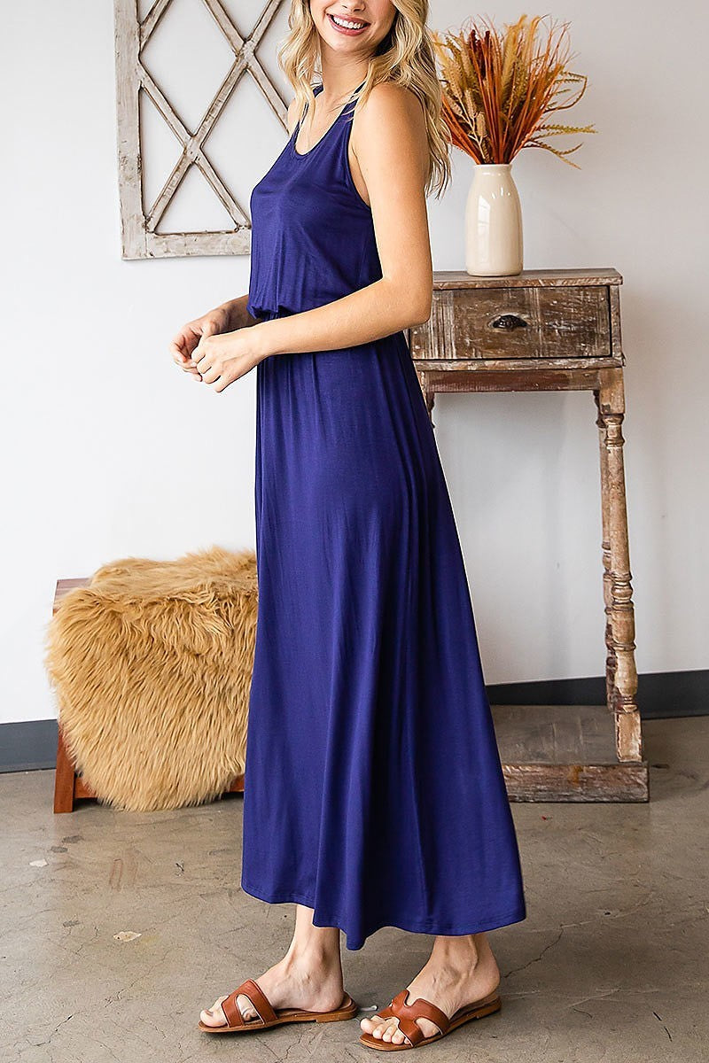 Tank top elastic waist maxi dress (DED8392)