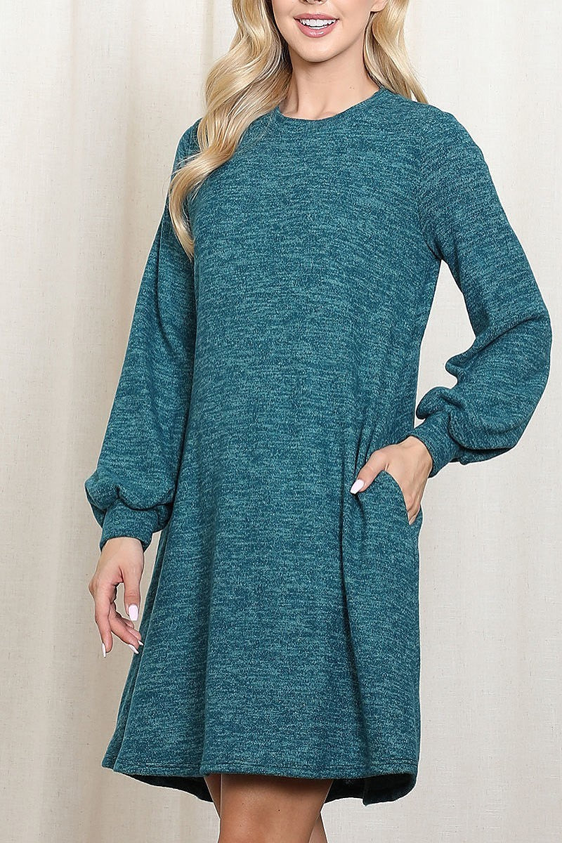 Long puff sleeve mir pd brush dress (DED8773)