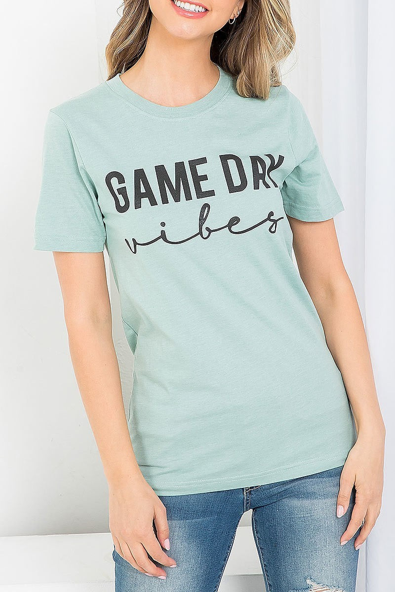 Game day vibes graphic tee top (EF3537)