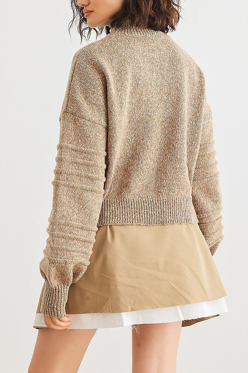 Mock neck lantern sleeve sweater (TED2013)