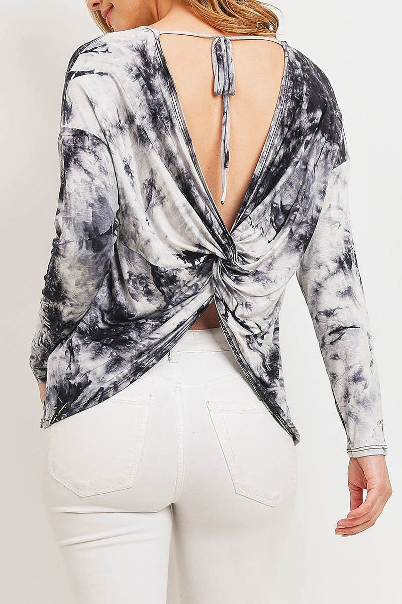 Twist open back tie dye top (ED8928-1)