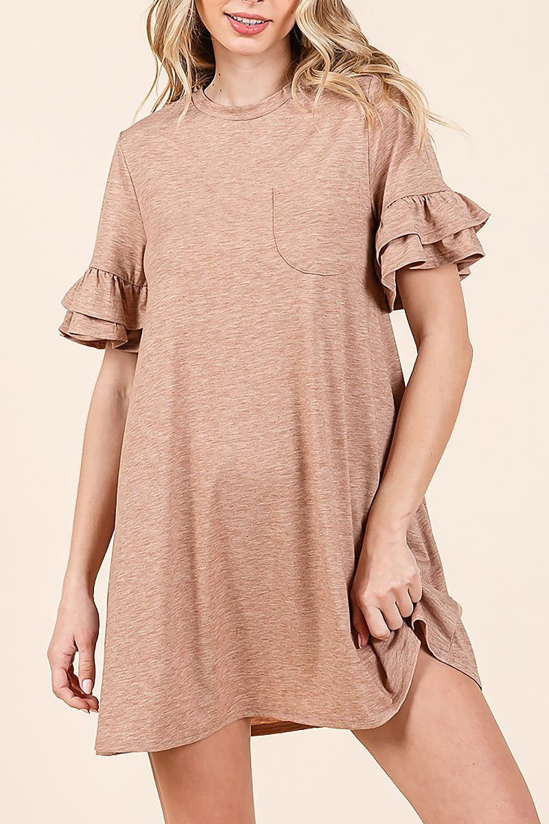 French terry pocket t-shirt dress (EDH2164)