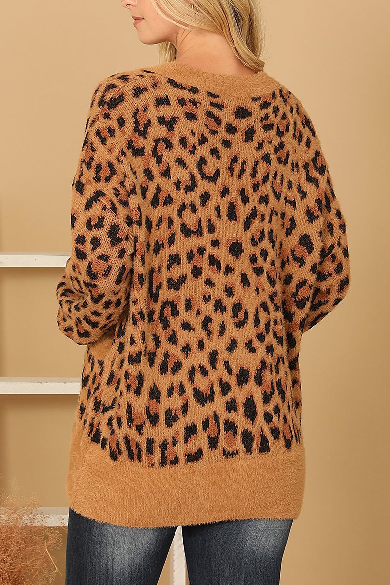 Furry leopard button down cardigan (DGS6708)