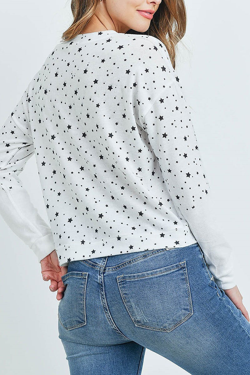 Star print long sleeve top (ED8599-1)