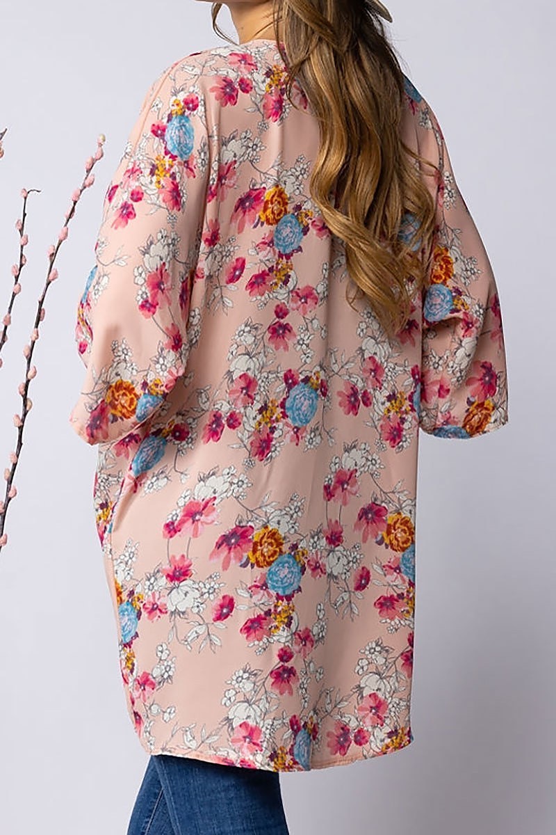 Floral print open kimono cardigan (EDSW2986)