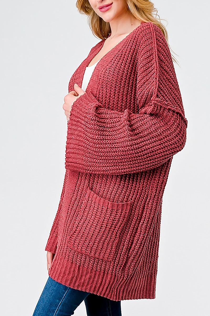 Long sleeve pocket detail open front cardigan (TED2019)