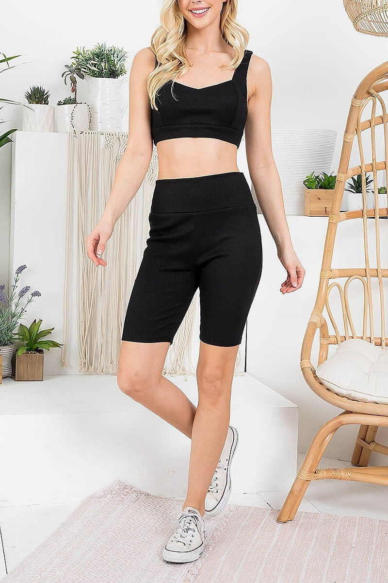 Sweetheart crop top and shorts set (EF2870)