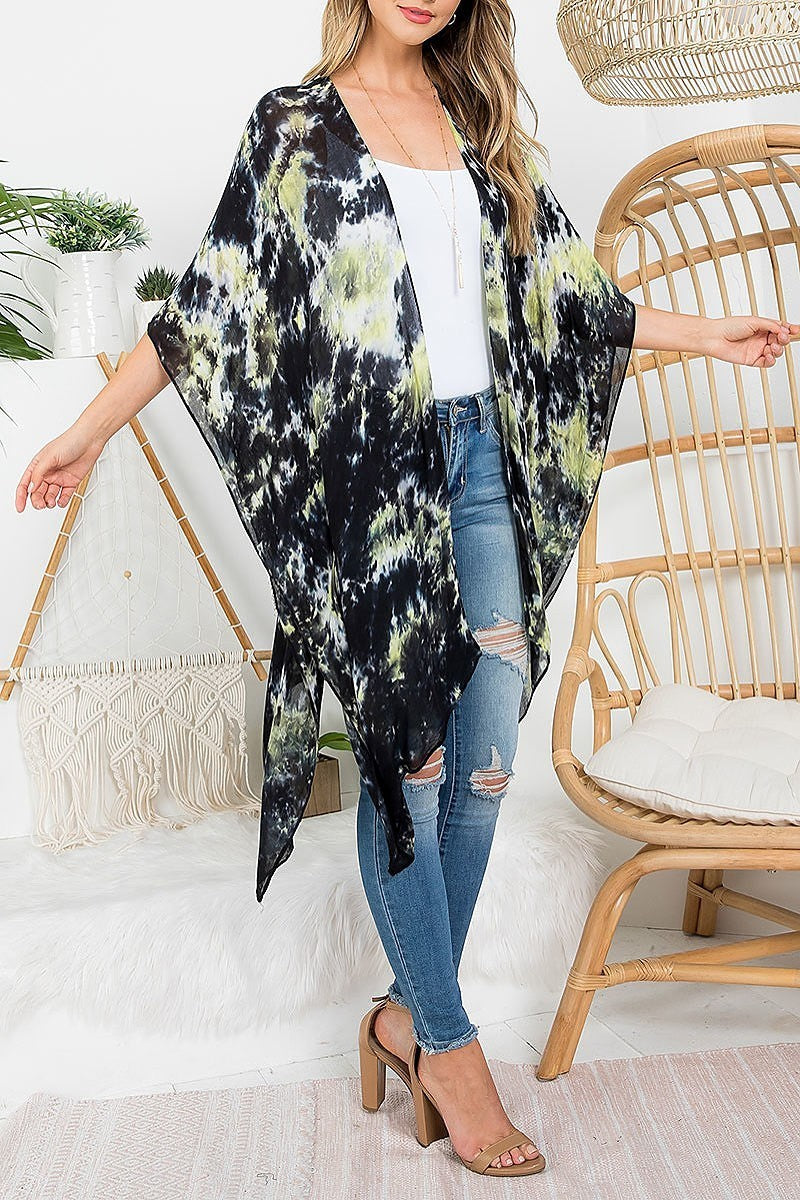 Tie dye bohemiian open front kimono (EF3271)