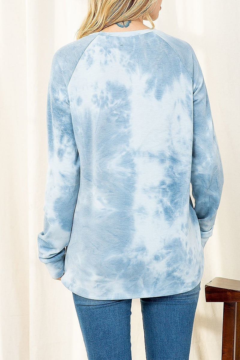 Tie dye long sleeve pullover top (EF2656)