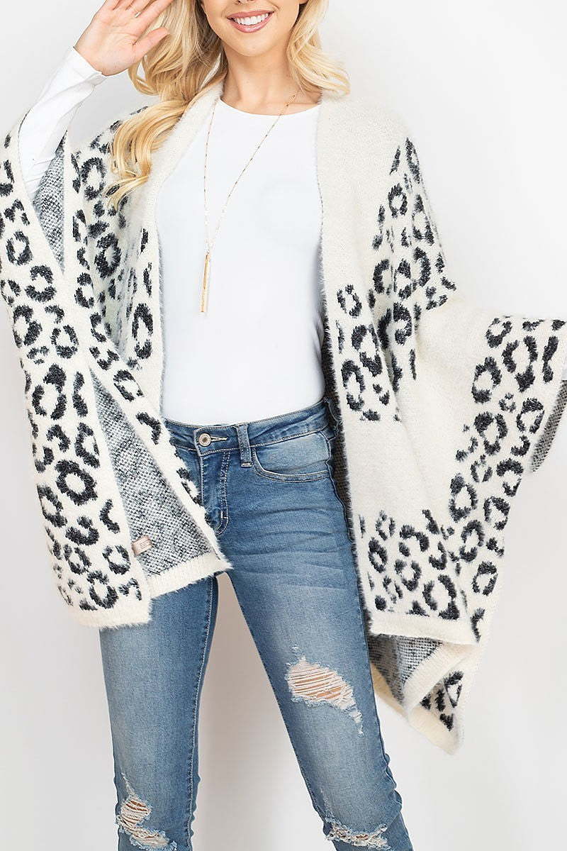 Leopard print sweater kimono (DGS5337)