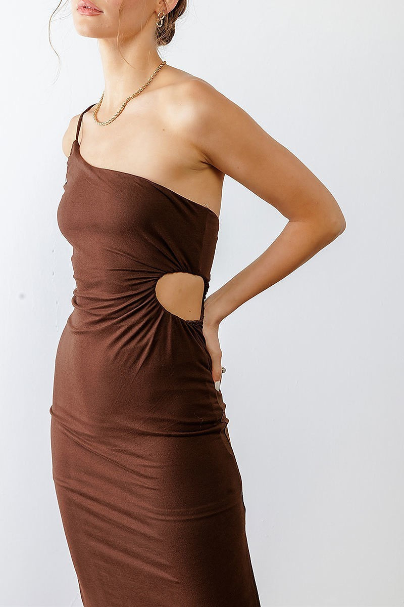 One shoulder cutout side midi dress (TED1753)