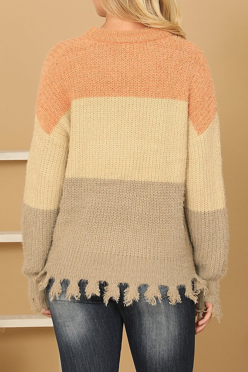 Color block knit sweater (DGS6677)