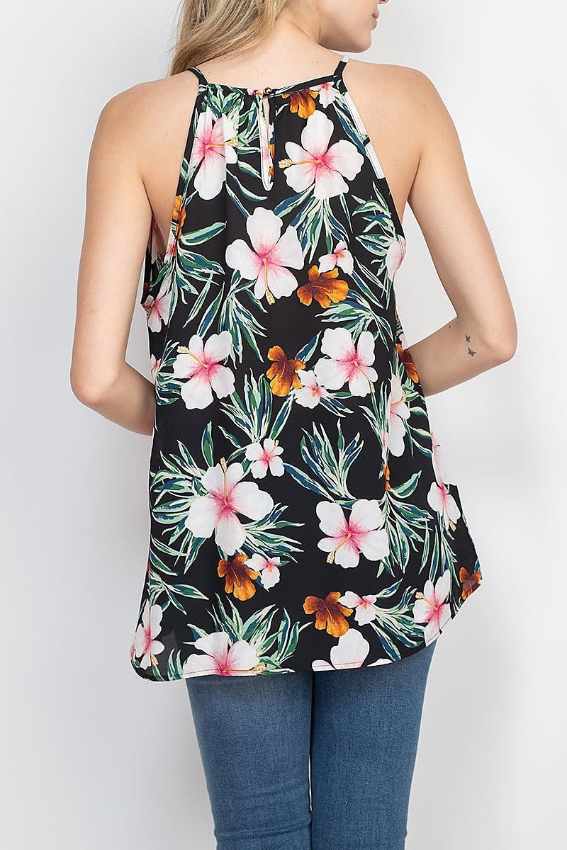 Cami strap key hole floral top (EF1818)