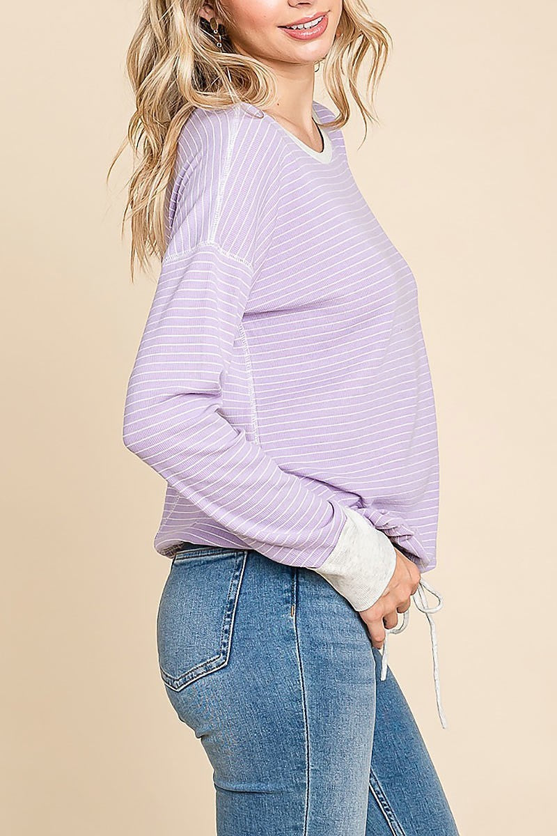 Boatneck stripe knit pullover (EDH1404)