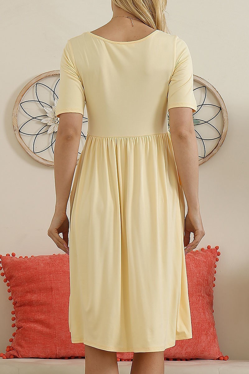 Short sleeve solid a line dress (DED8316-1)