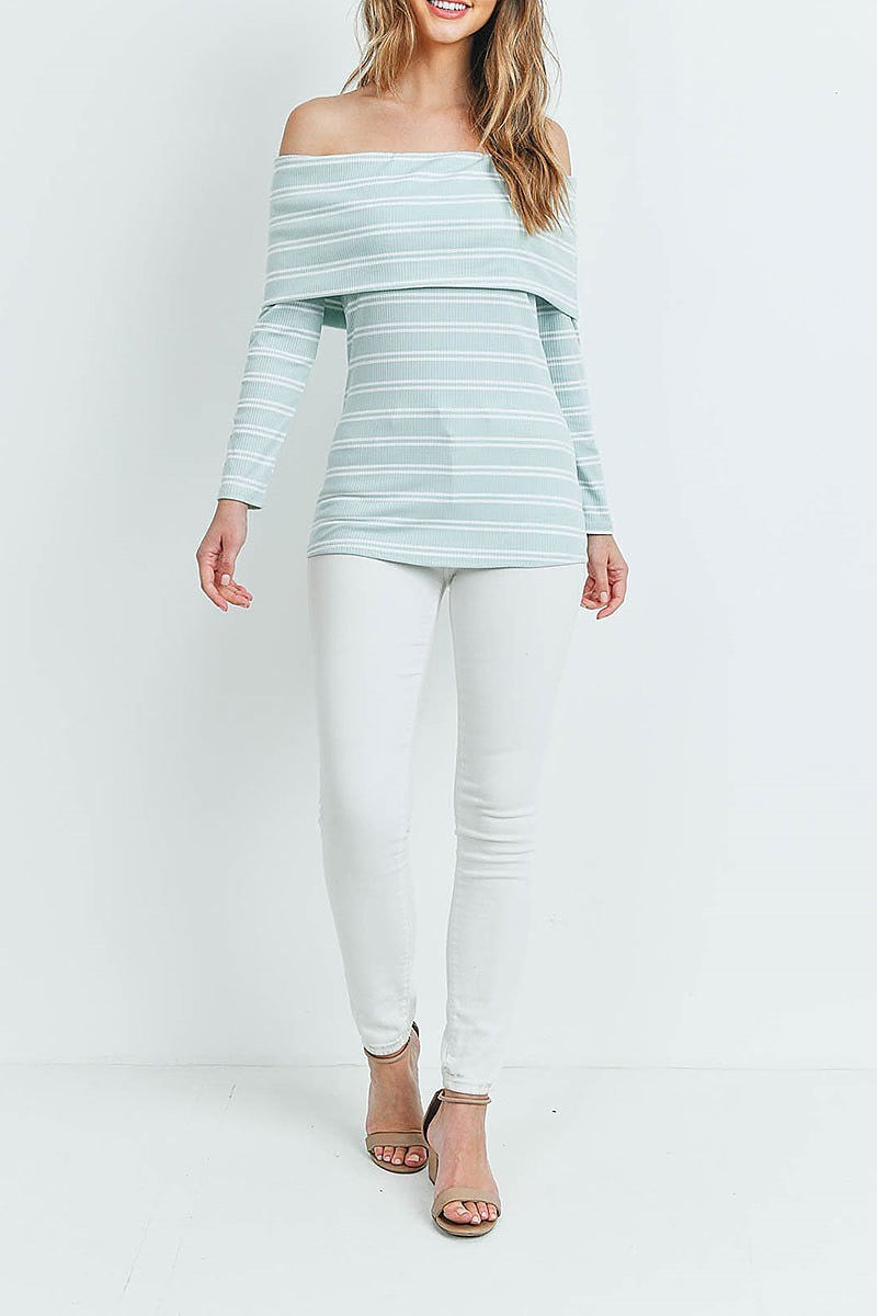 Off shoulder stripe top (ED8584-LAST)