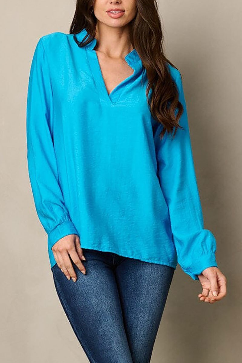 Long sleeve v-neck loose fit top (EFWT1800)