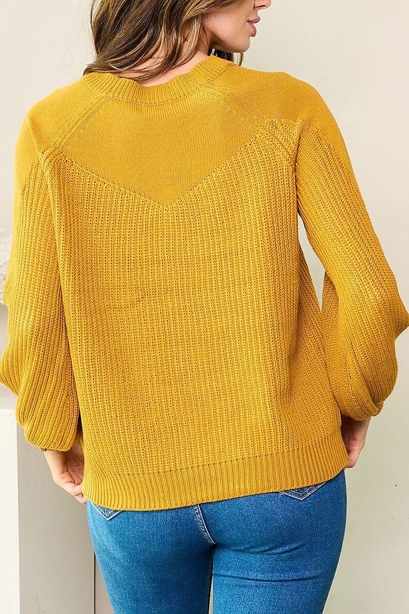 Long ballon sleeve knit sweater (EFWT3656)