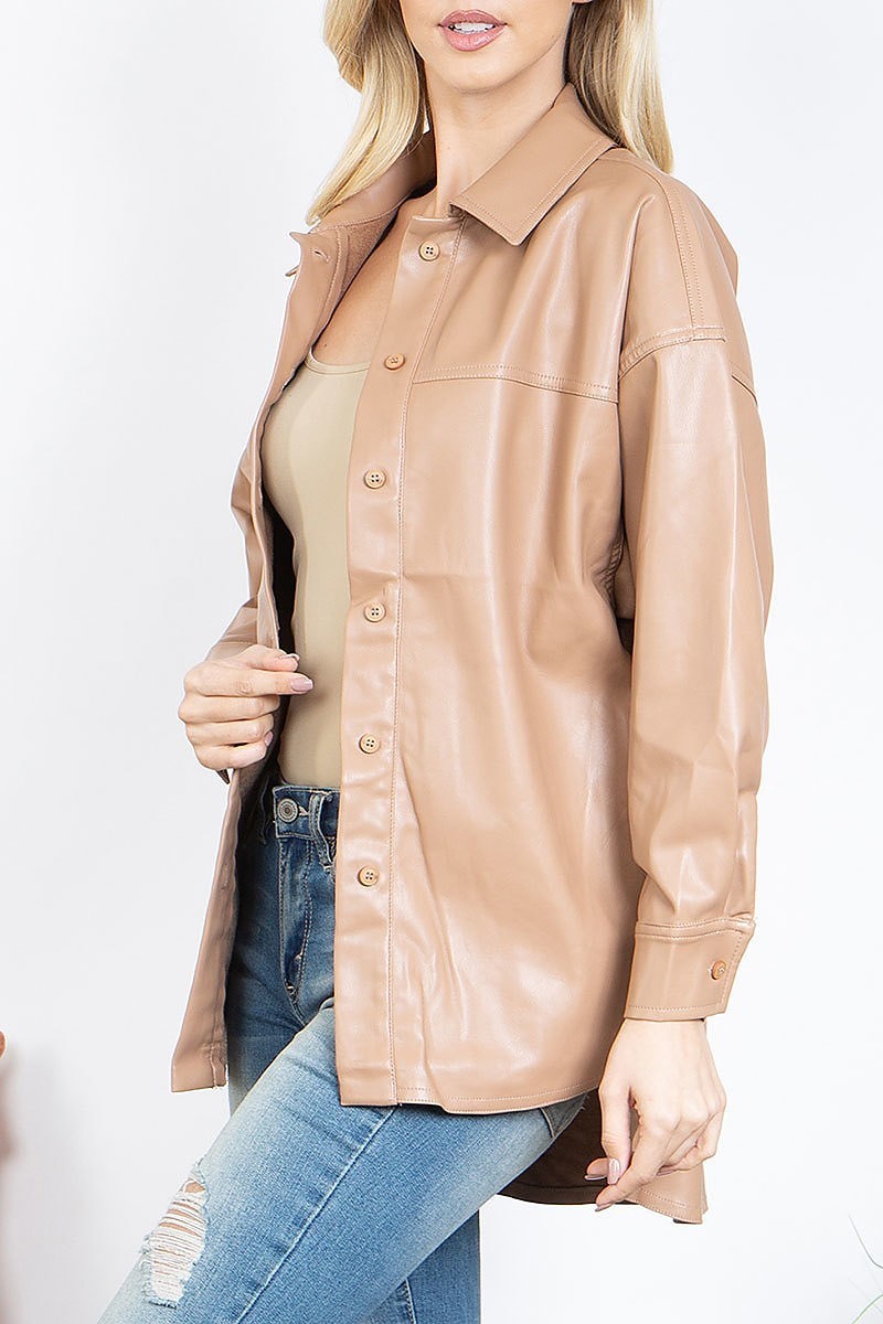 Button down leather jacket (DGS5810)