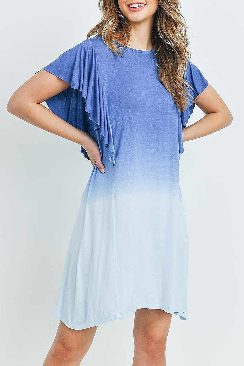 Ruffle detail tie dye tunic dress (DED5815-1)