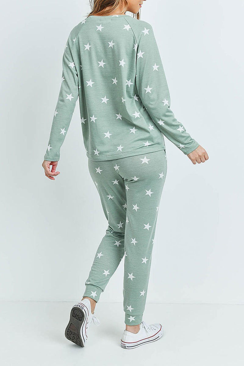 Star print top and pants set (ED8593-1)