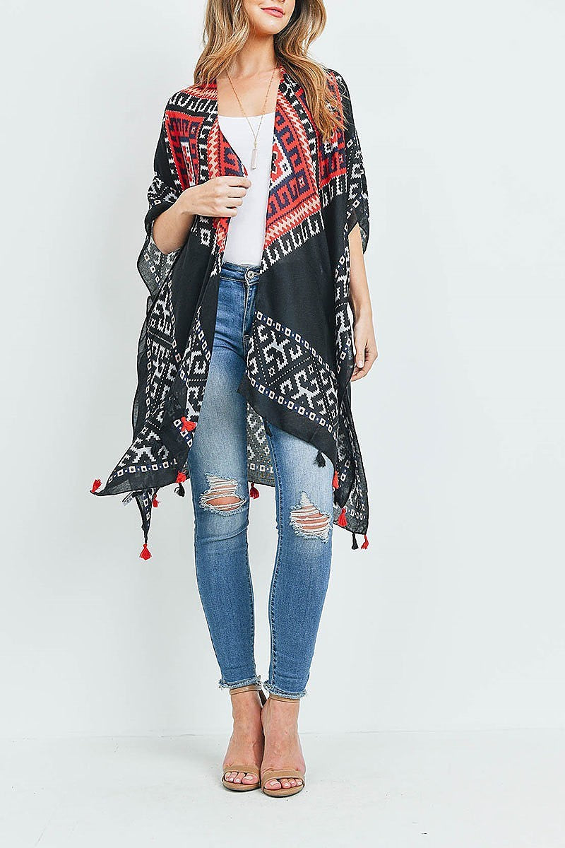 Bohemian open front tassel kimono (EF1107)